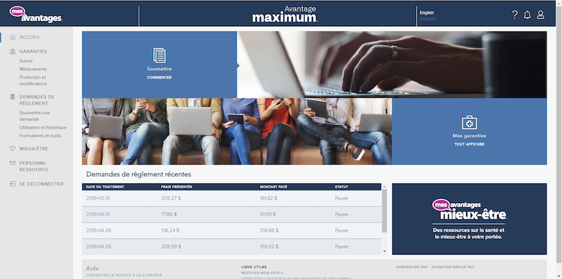 Screenshot of my-benefits members area